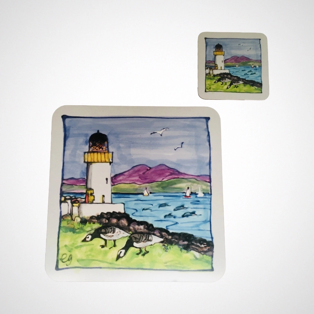 Elspeth Gardner Port Charlotte Lighthouse Placemat and Coaster