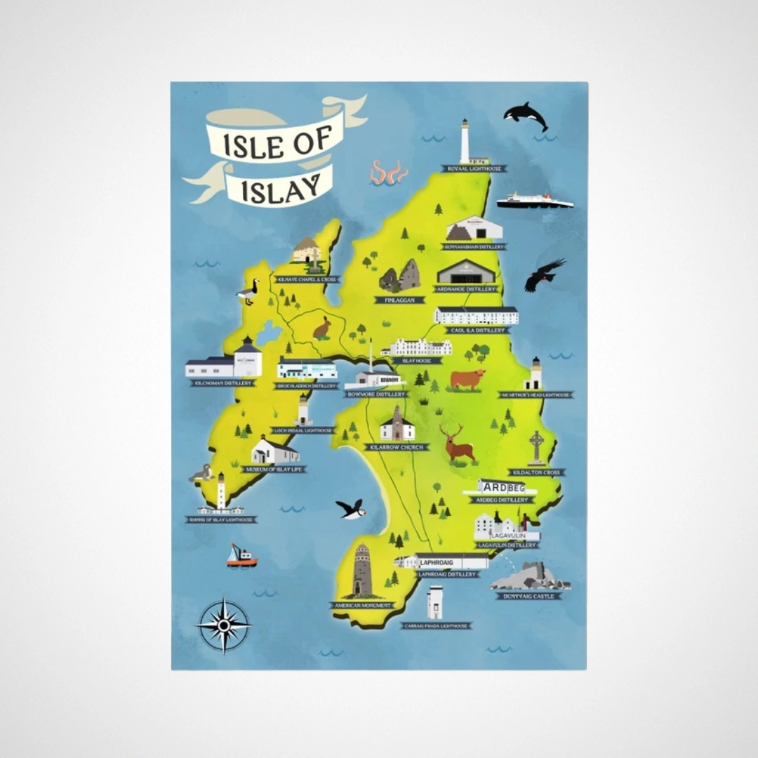 Isle of Islay Map Tea Towel